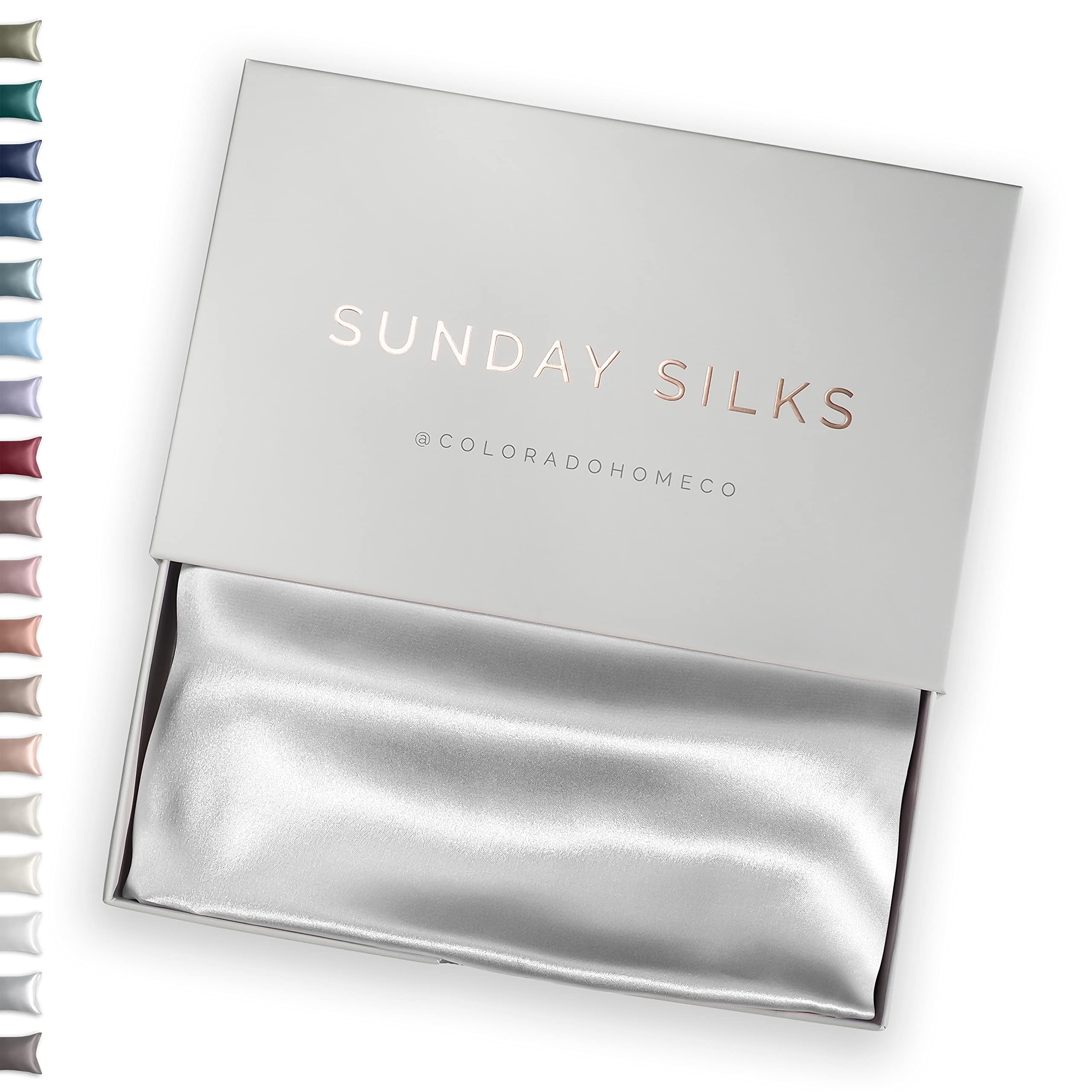 Colorado Home Co front view of SUNDAYSILKS pillowcase showing pure white finish and smooth benefit