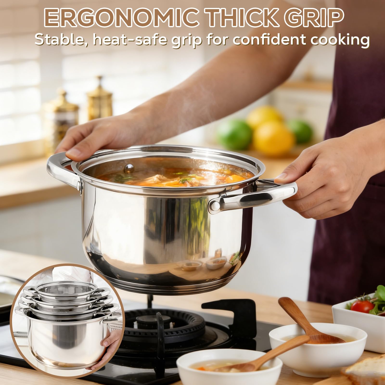 Colourcoco saucepan on stovetop in use showing even heating and cooking control benefit