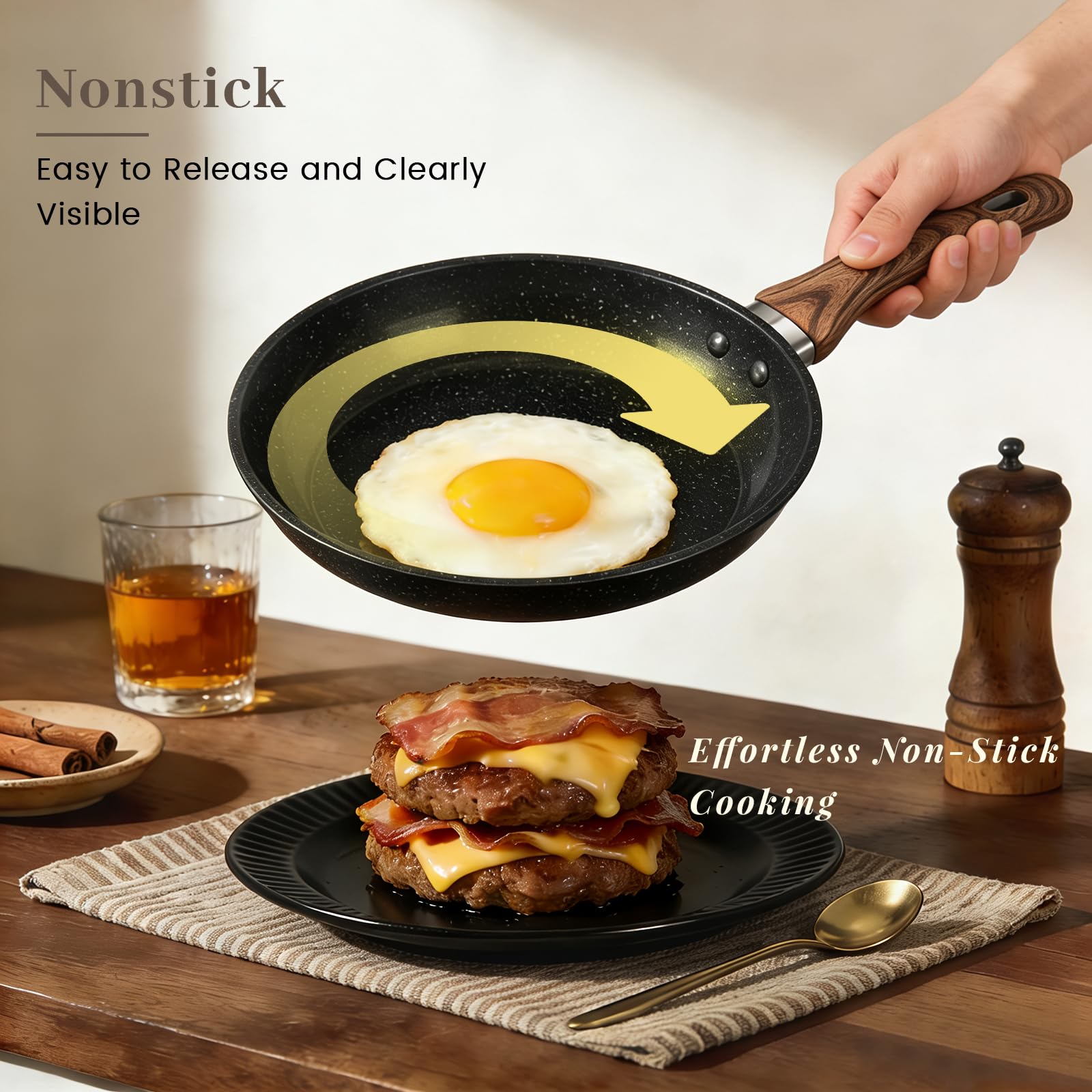 Colourcoco close-up of nonstick surface highlighting easy food release and simple cleaning