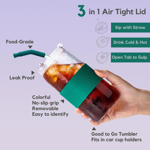 ColoVie glass close-up highlighting thicker borosilicate durability benefit