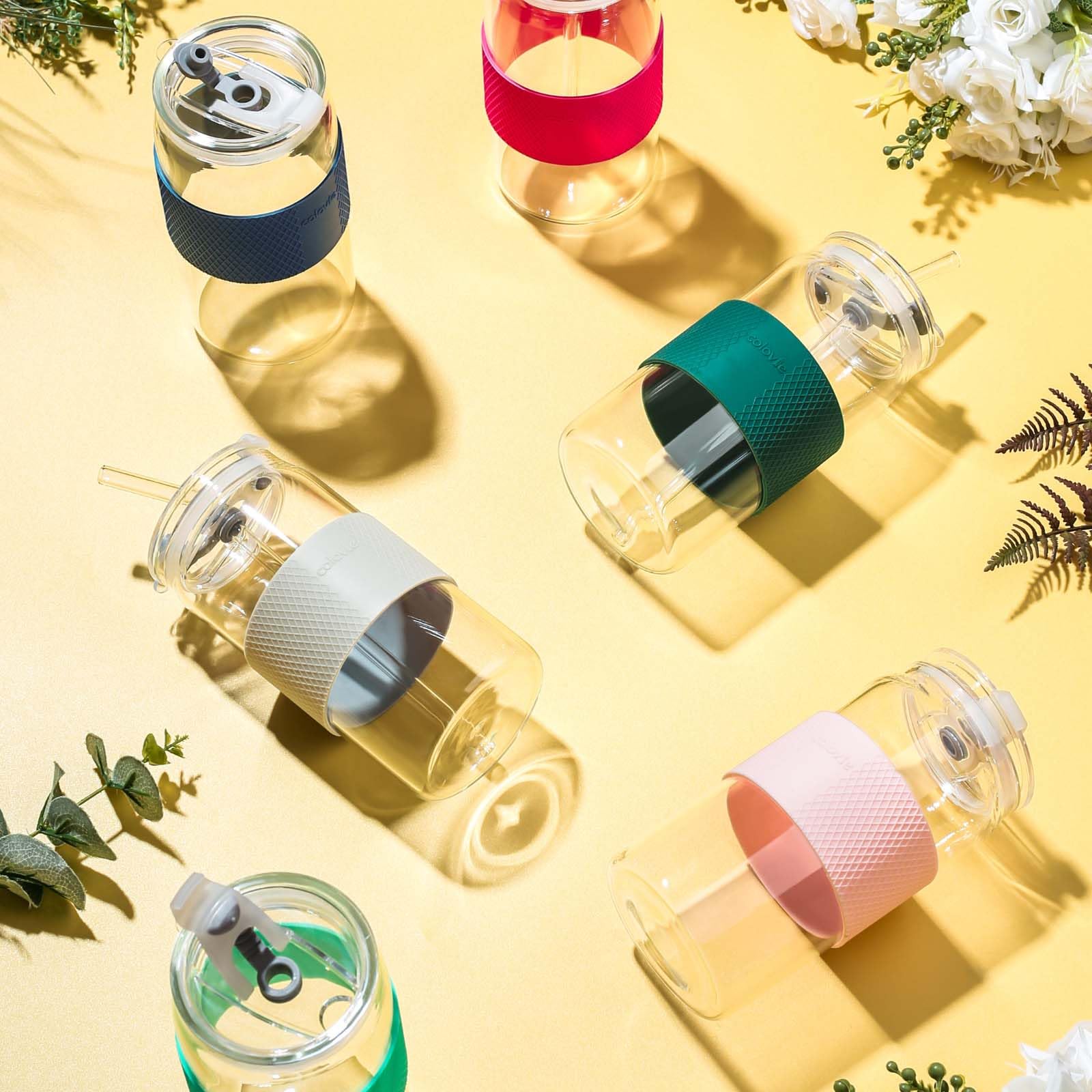 ColoVie on a party table showing colorful, coordinated beverage service