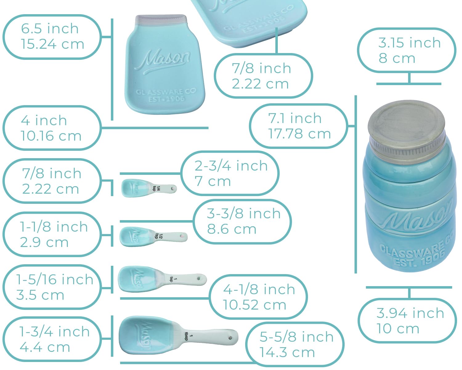 Comfify lined up measuring cups showing clear measures and organized countertop benefit