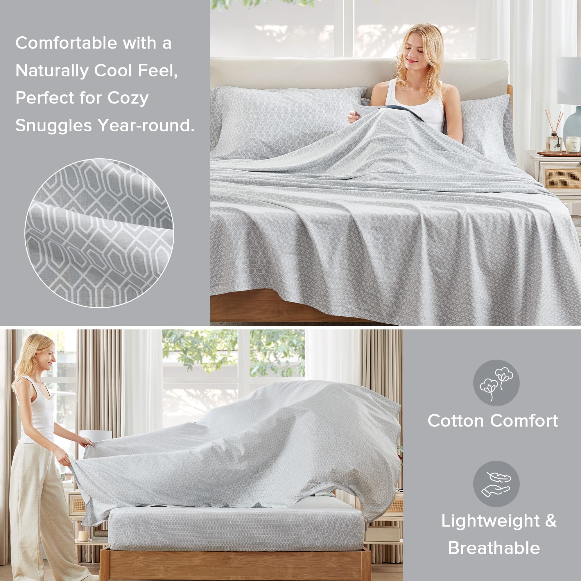Comfort Spaces close-up of percale weave texture highlighting breathable cotton feel