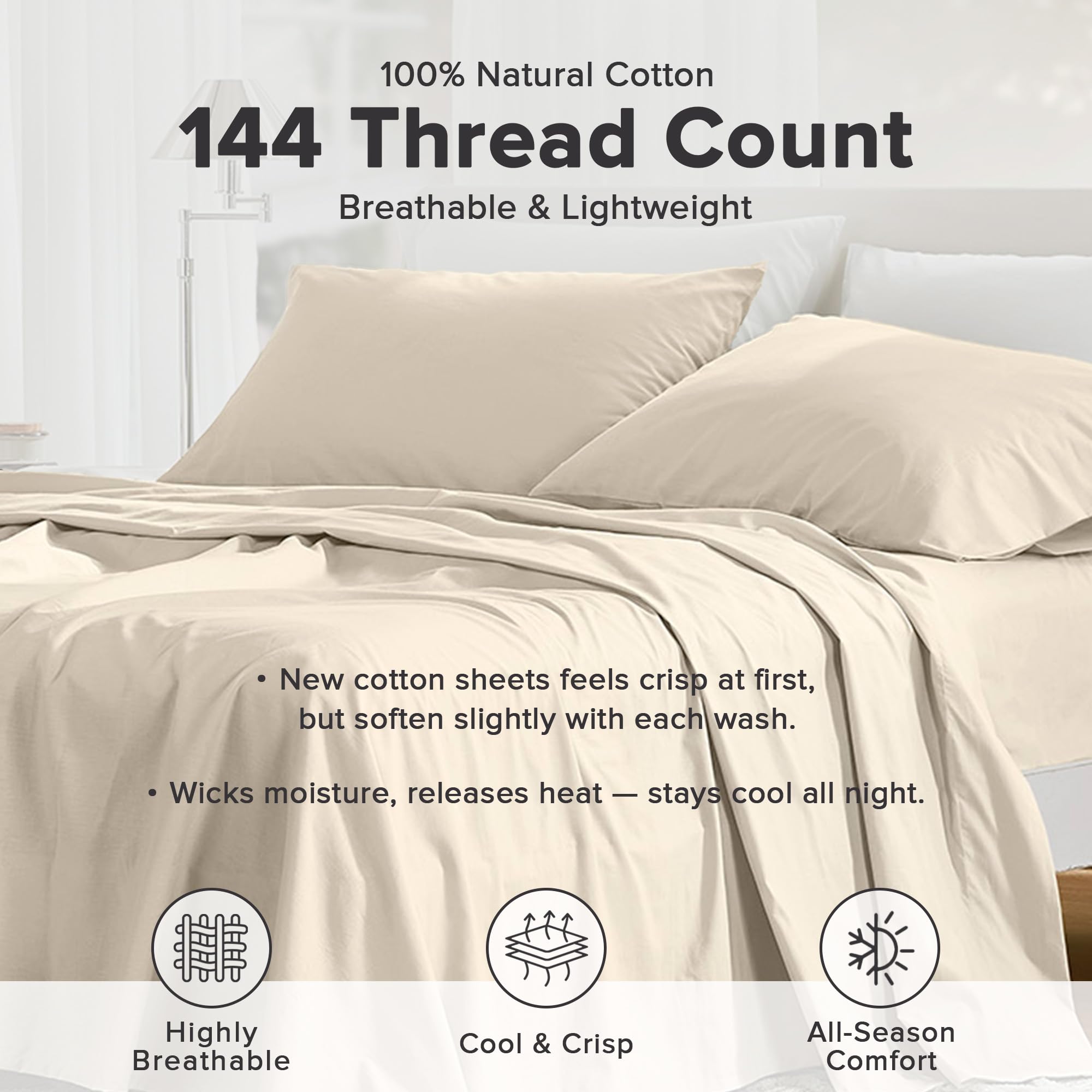 Comfort Spaces fitted sheet elastic detail demonstrating secure deep-pocket fit
