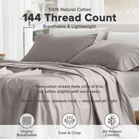 Comfort Spaces closeup of fitted sheet corner shows elastic fit for secure stay