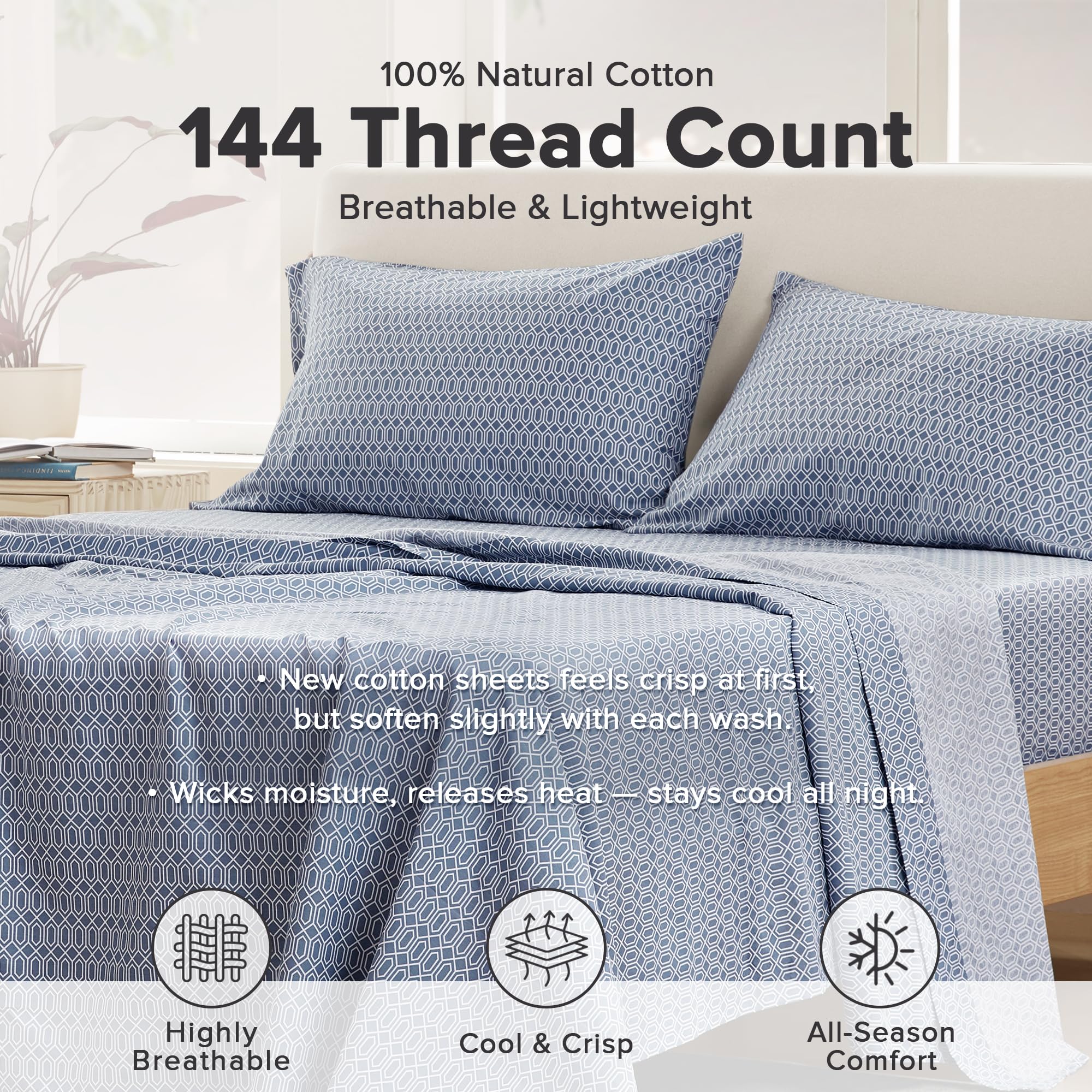Comfort Spaces fitted sheet close-up displaying deep pocket fit and stability