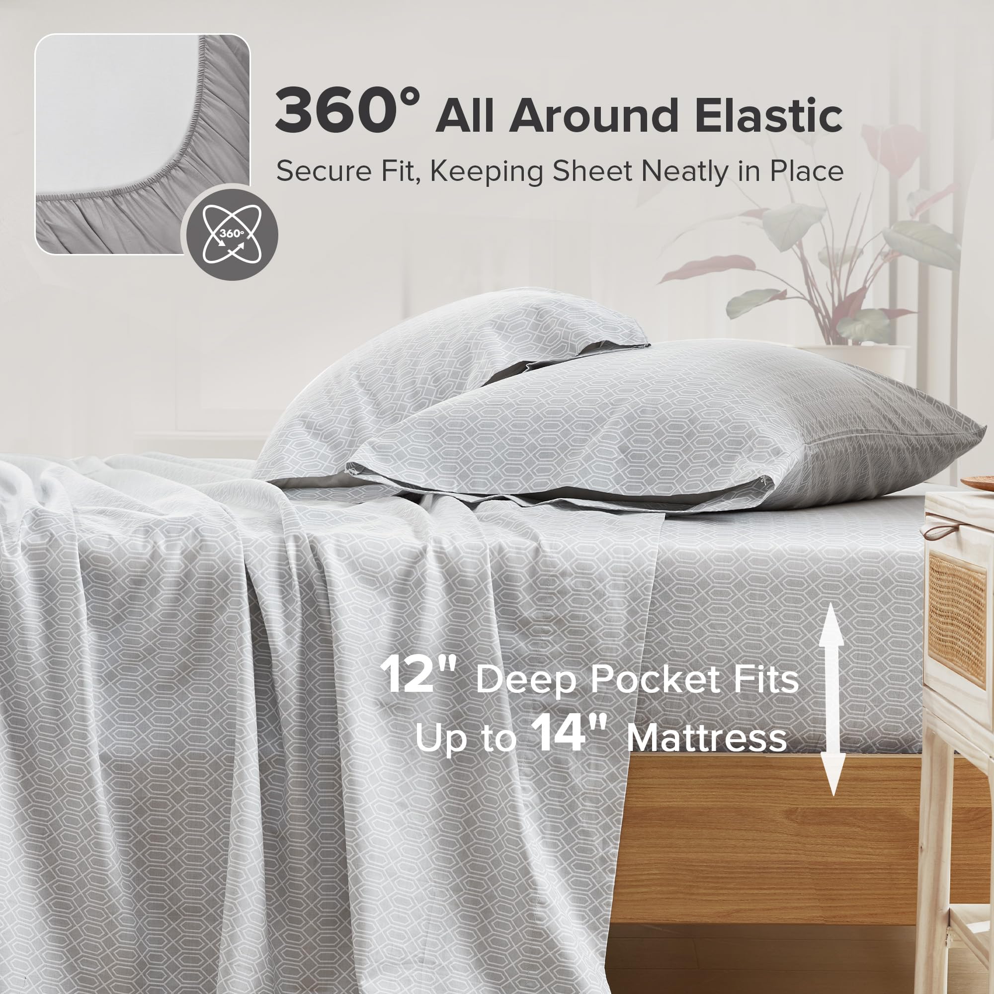 Comfort Spaces fitted sheet corner with elastic demonstrating secure fit and mattress protection