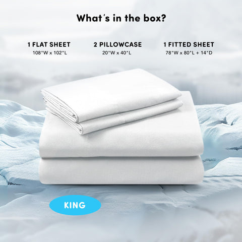 Comfort Spaces flat sheet spread on king bed demonstrating cooling comfort and smooth finish