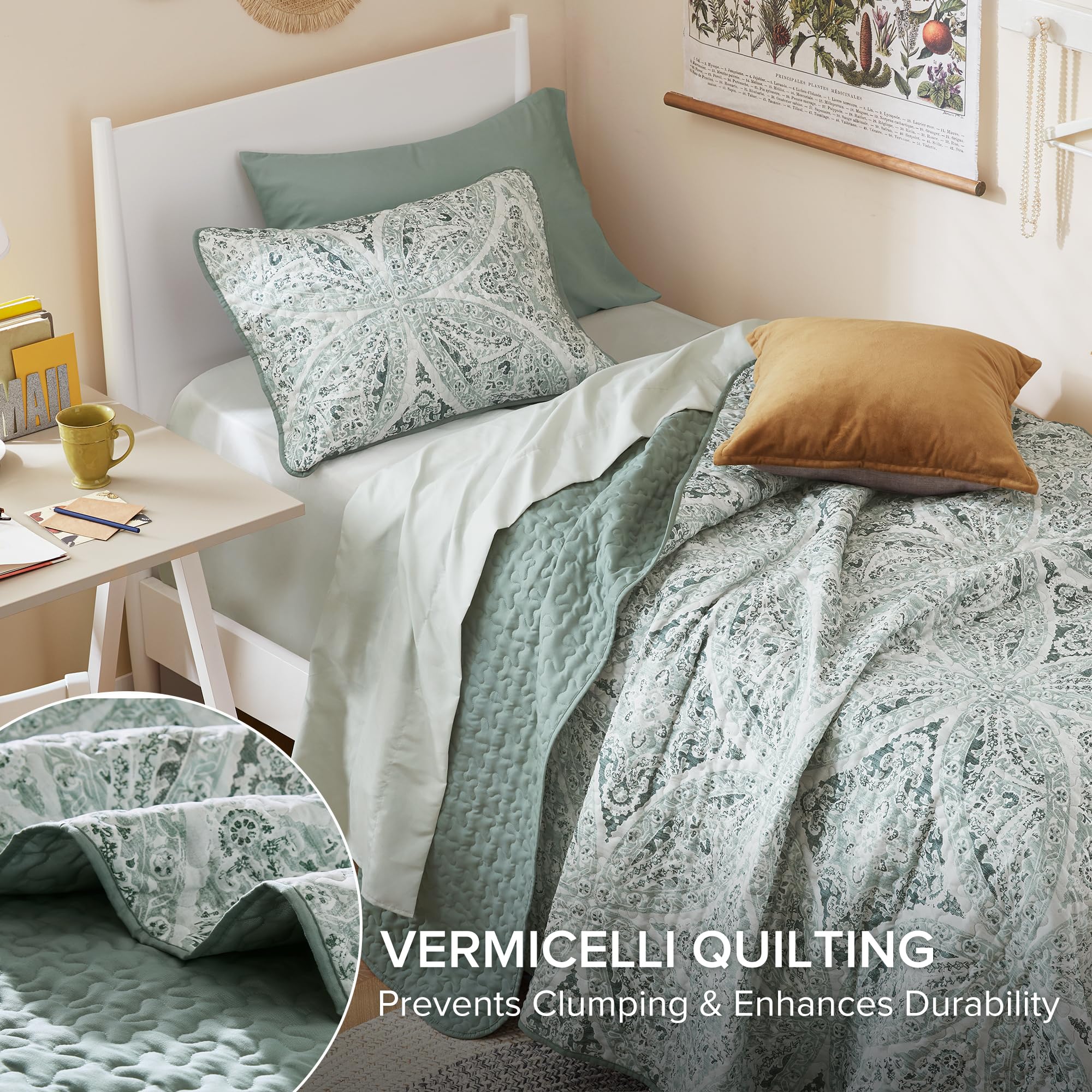 Comfort Spaces close-up of vermicelli quilting texture showing soft microfiber detail and durable stitch