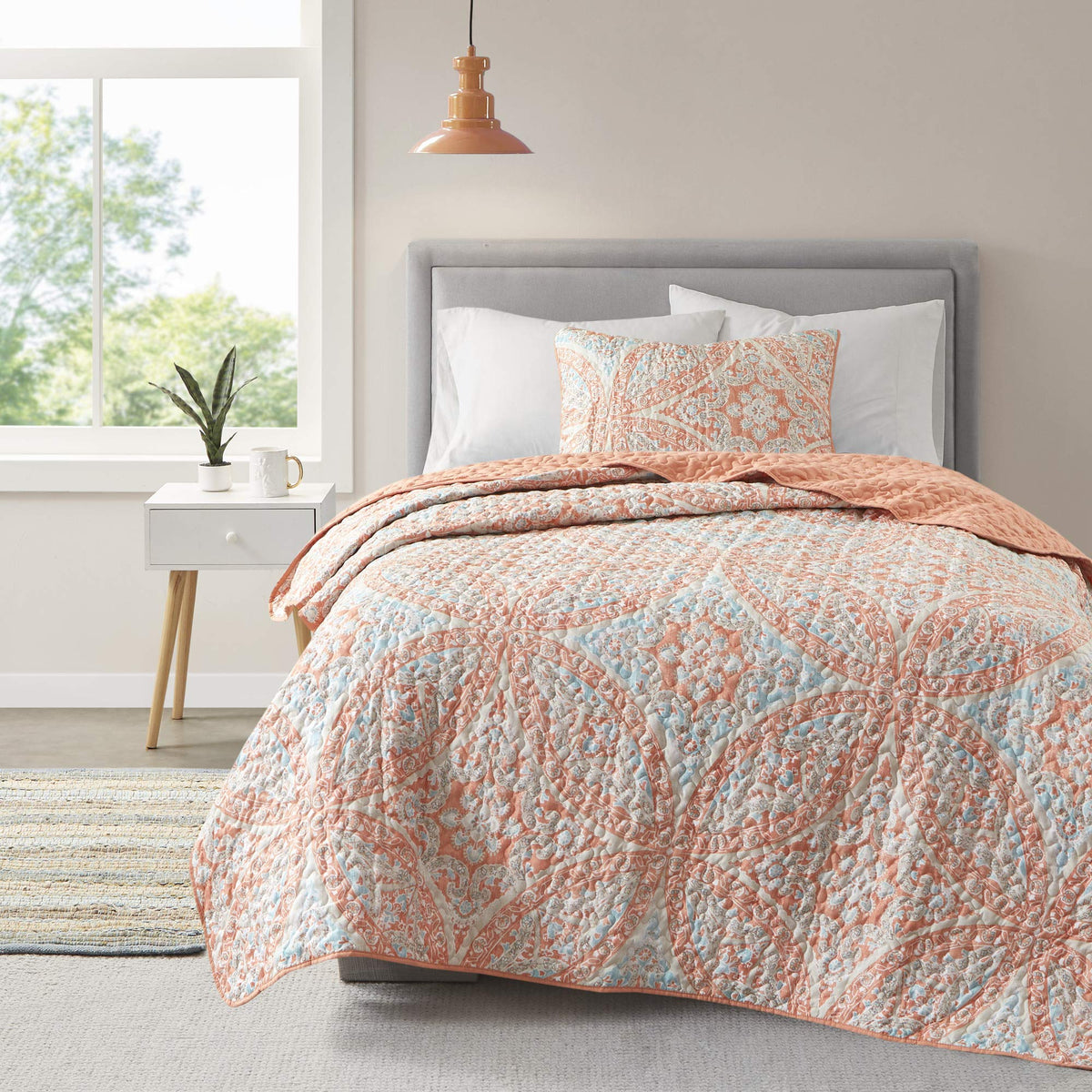 Comfort Spaces front view of Gloria quilt set showing reversible styling and easy refresh