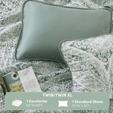 Comfort Spaces detailed shot of standard sham corner and reinforced binding for long-lasting edges