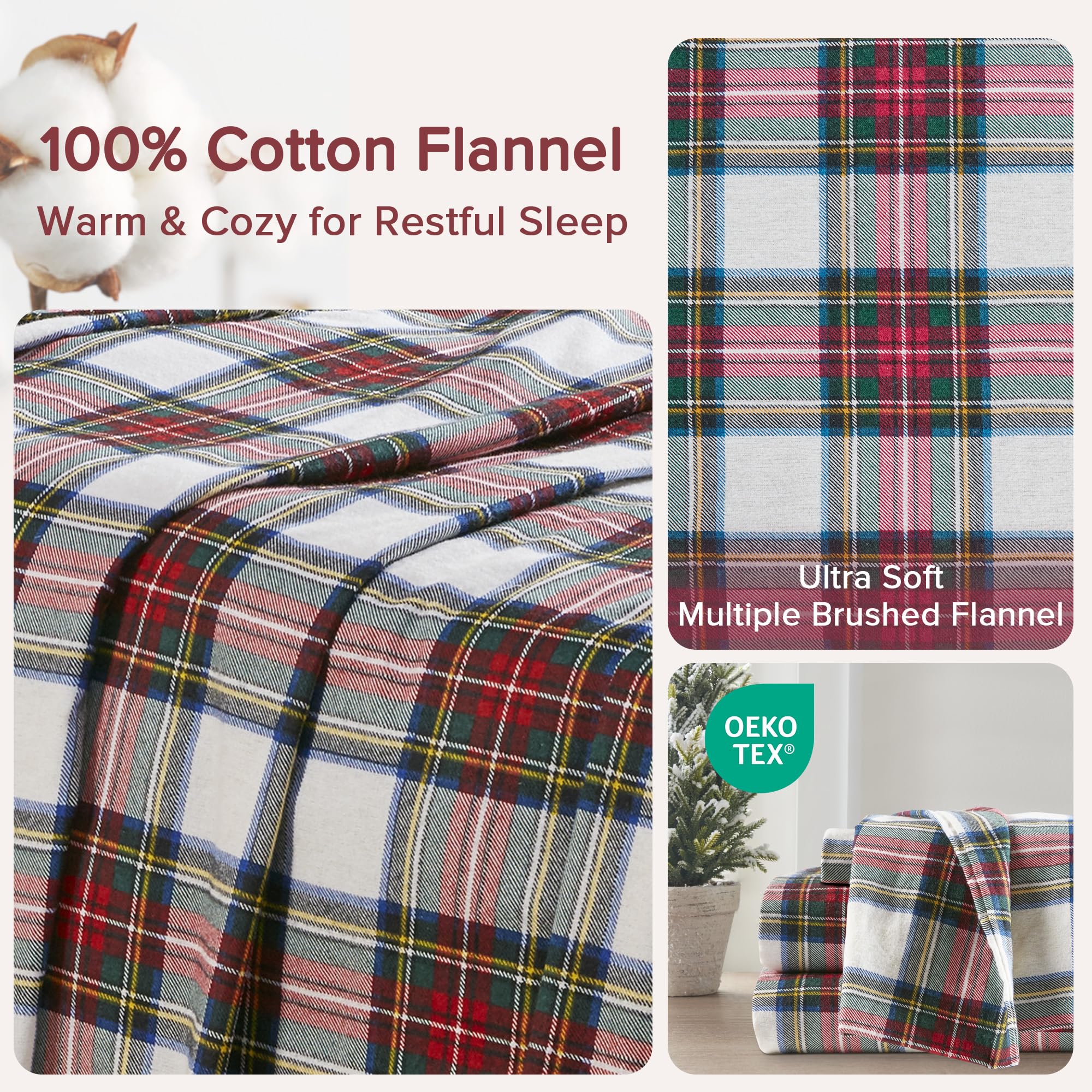 Comfort Spaces plaid flat sheet on bed showing classic style benefit
