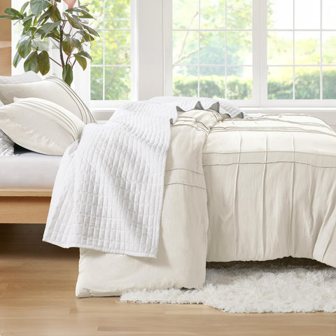 Comfort Spaces Porter close-up pintuck detail highlighting texture and elegant farmhouse charm