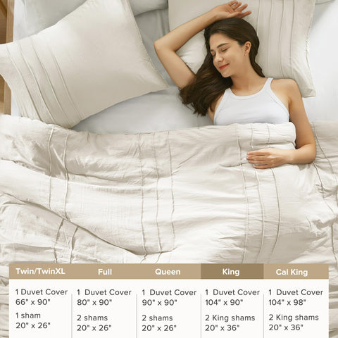 Comfort Spaces duvet set on bed with ruler for scale showing correct king sizing