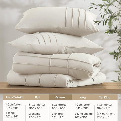Comfort Spaces porter queen size scale comparison shows dimensions and fit on a bed