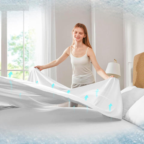 Comfort Spaces sheet on 16-inch mattress demonstrating deep-pocket fit and snugness
