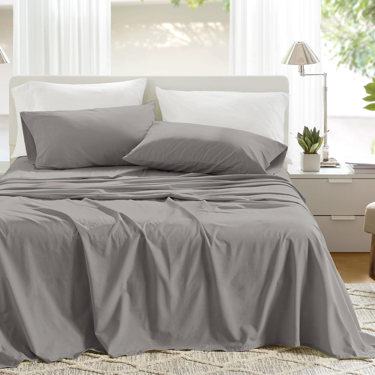 Comfort Spaces front view of Twin XL dark gray set shows neat styling and modern look