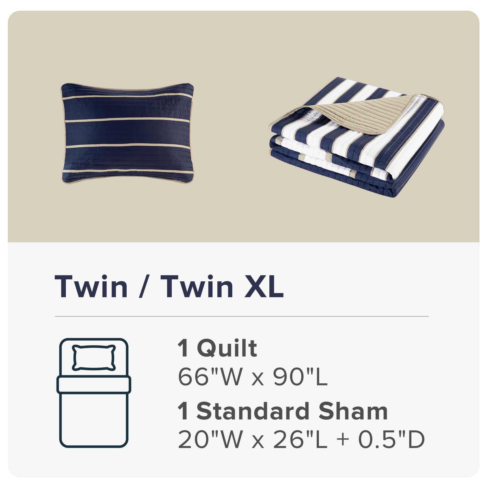 Comfort Spaces Verone size comparison on twin and twin XL showing coverage benefit