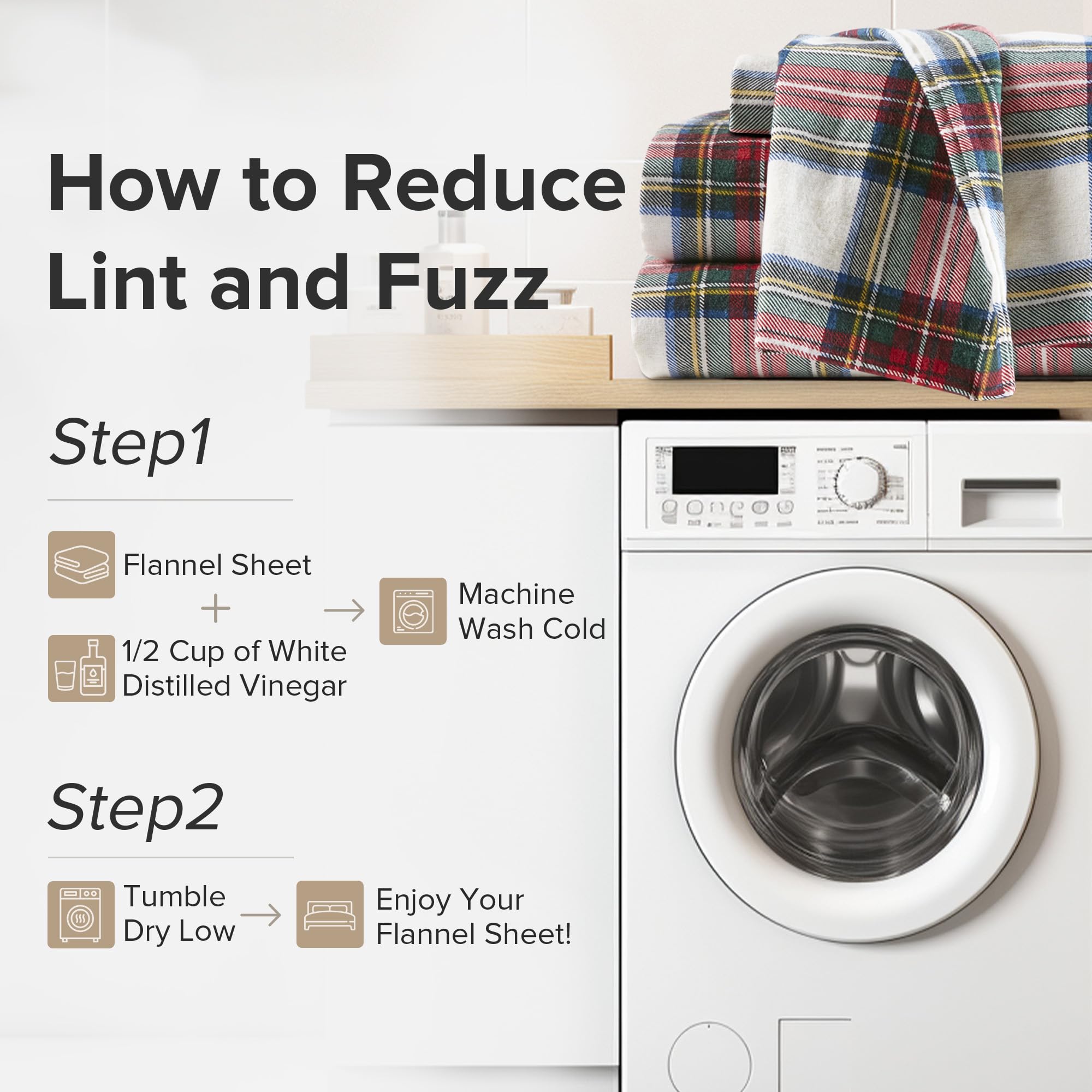 Comfort Spaces wash care label and OEKO-TEX tag proving safe certified fabric benefit