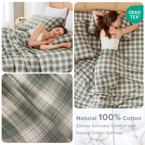 Comfort Spaces fitted sheet detail illustrating fabric texture and fit benefit