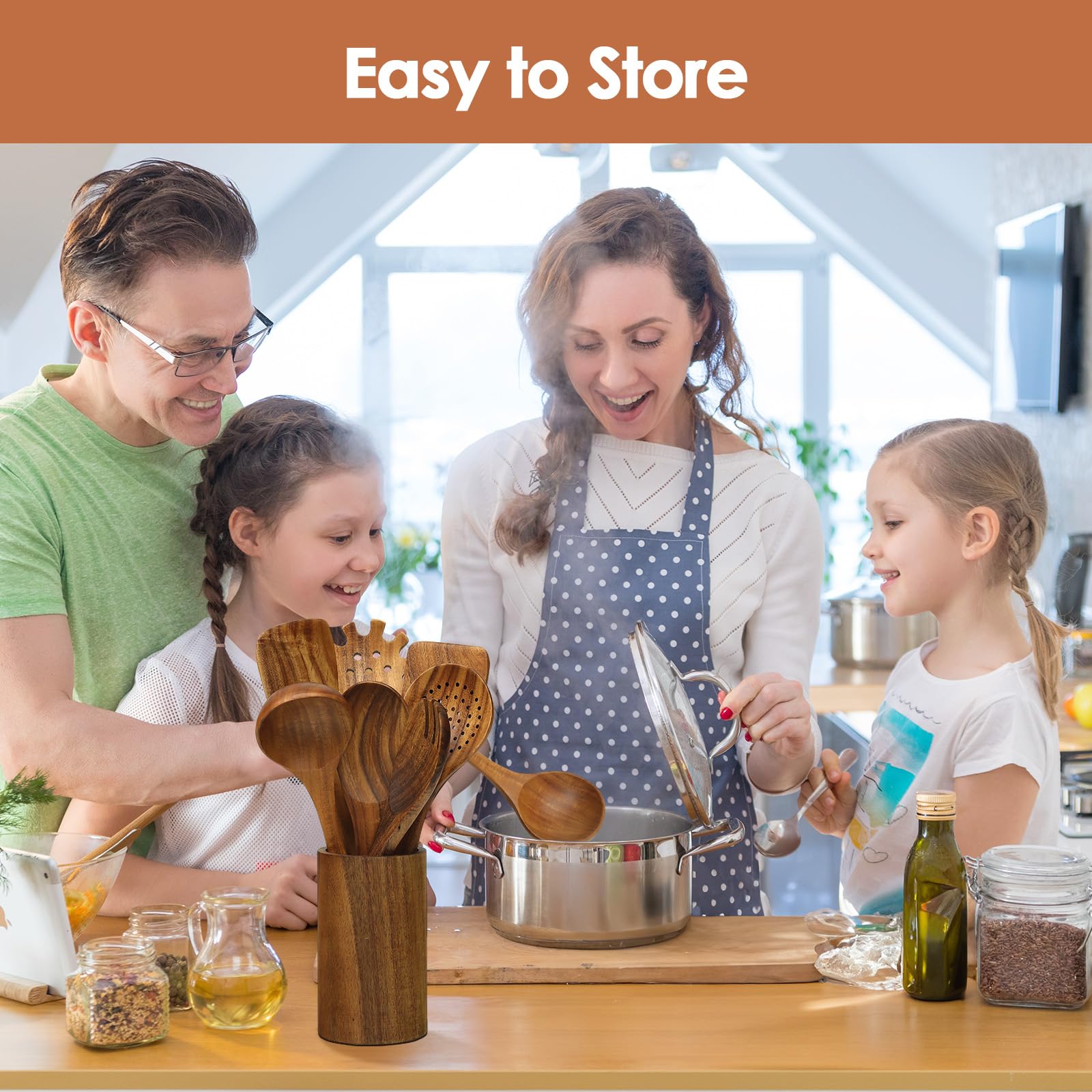 comfoyar utensils hanging on a hook illustrating easy storage benefit