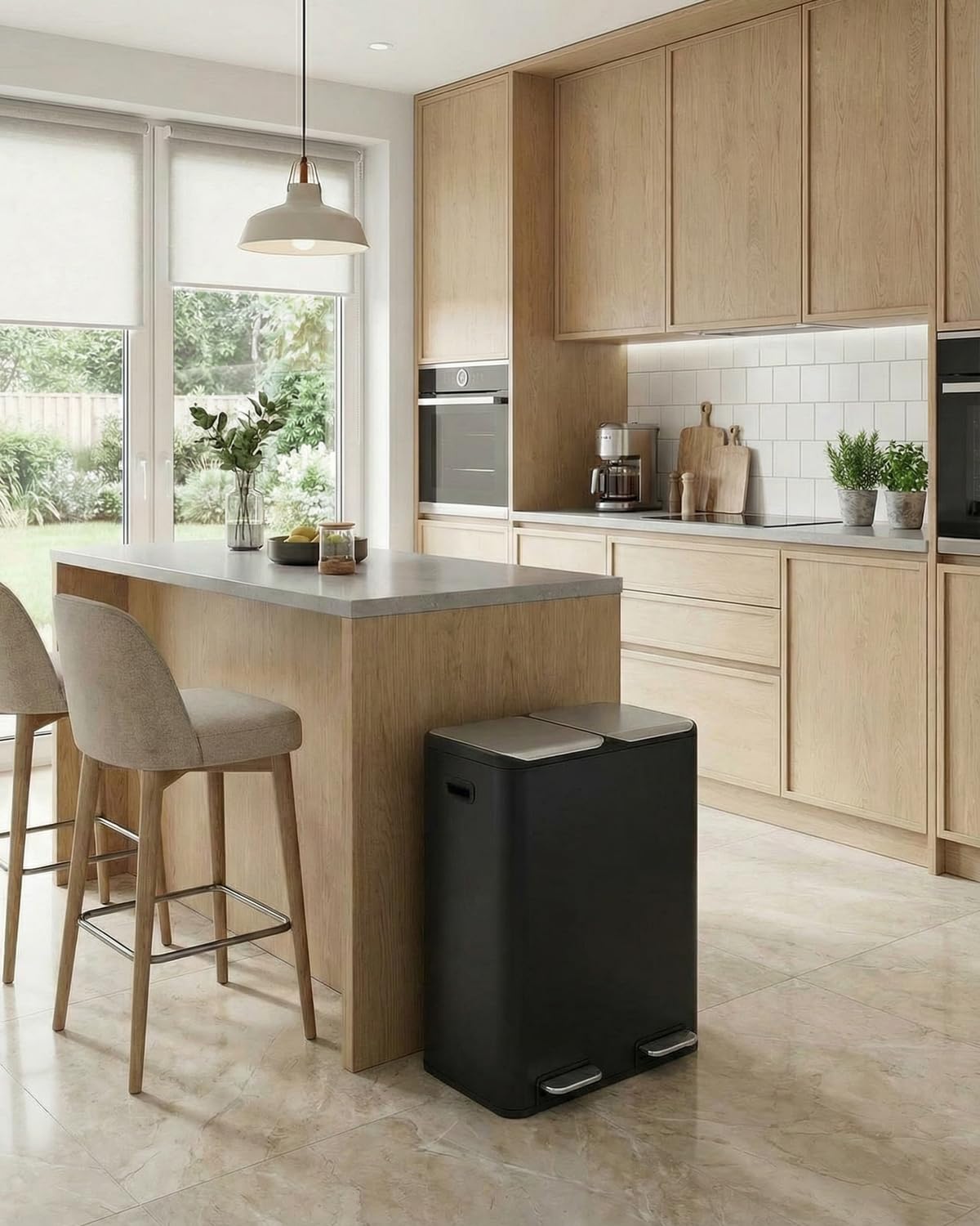 ComfyCorner black model staged in modern kitchen, complements contemporary decor