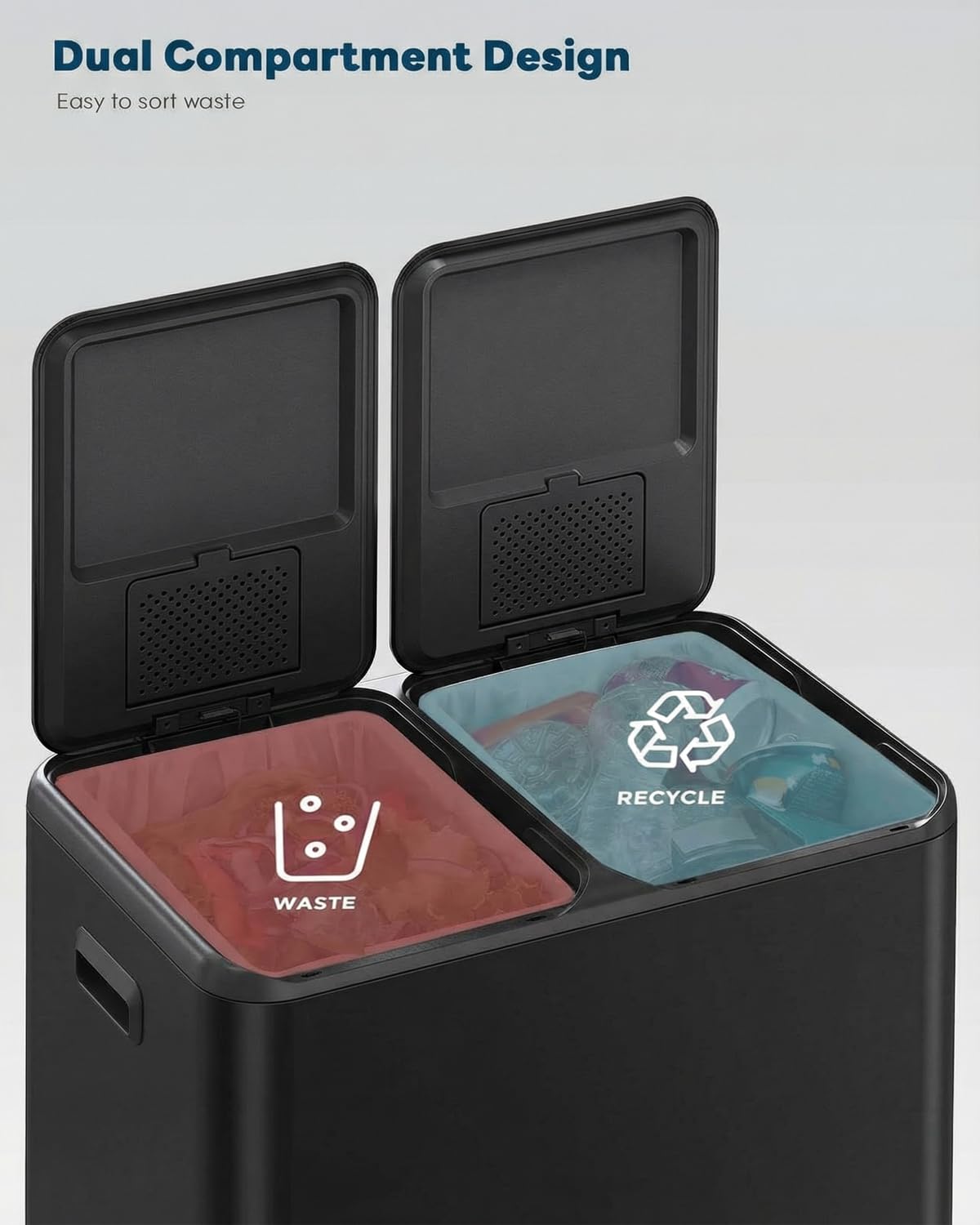 ComfyCorner stainless steel foot pedals detail, enables hands-free hygienic disposal