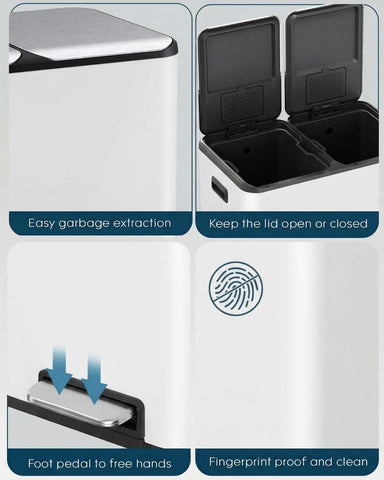 ComfyCorner dual stainless foot pedals in use for hands-free waste disposal convenience