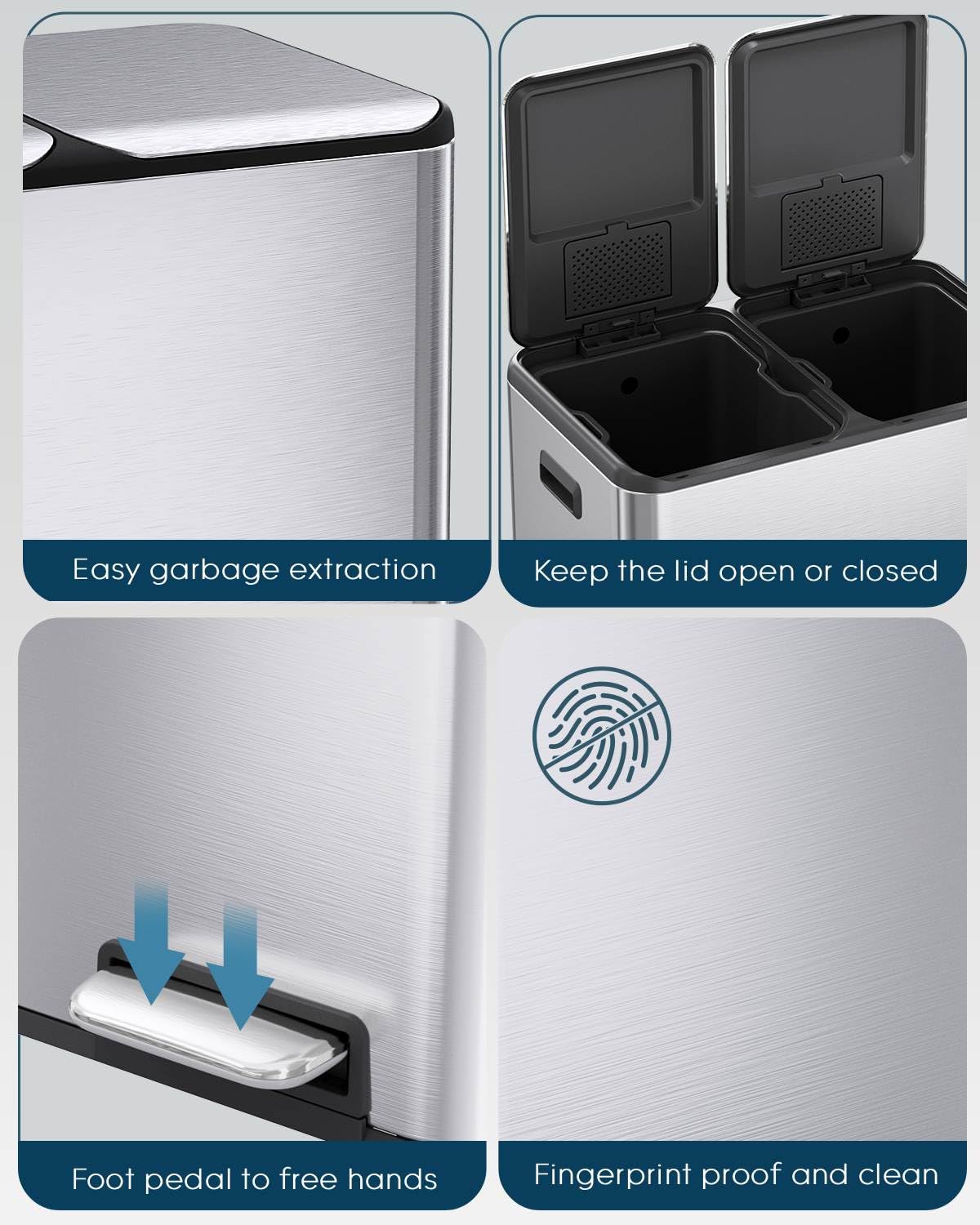 ComfyCorner removable inner buckets shown for easy emptying and cleaning benefit