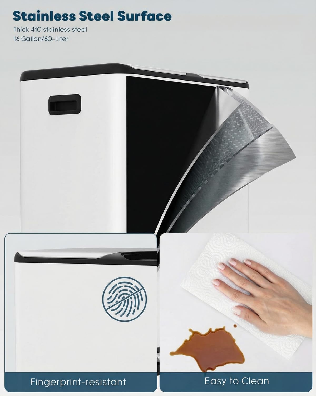 ComfyCorner product label and materials close-up showing stainless and ABS durability benefit