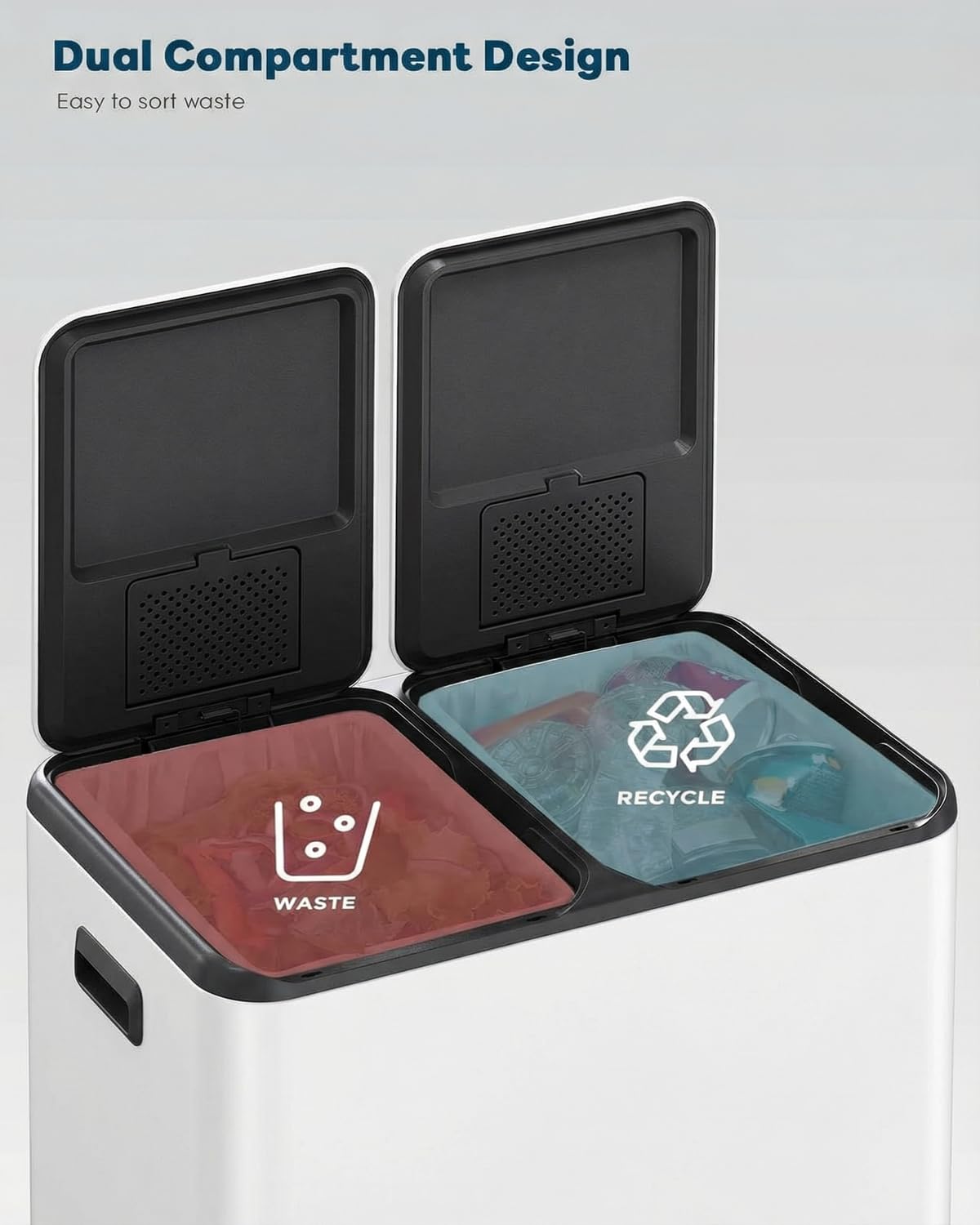 ComfyCorner odor-control box inside lid highlighting built-in deodorizing benefit