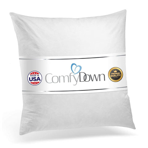 ComfyDown insert on styled bed illustrating elevated bedroom styling