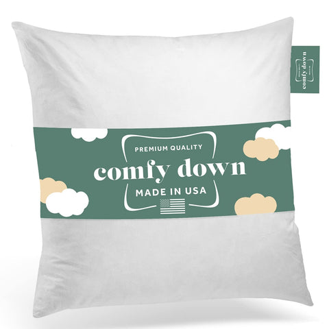 ComfyDown 22x22 front view showing full plush shape and neat corners
