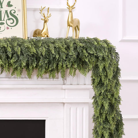ComfyKit garland front view showing full 6FT coverage and realistic cedar look