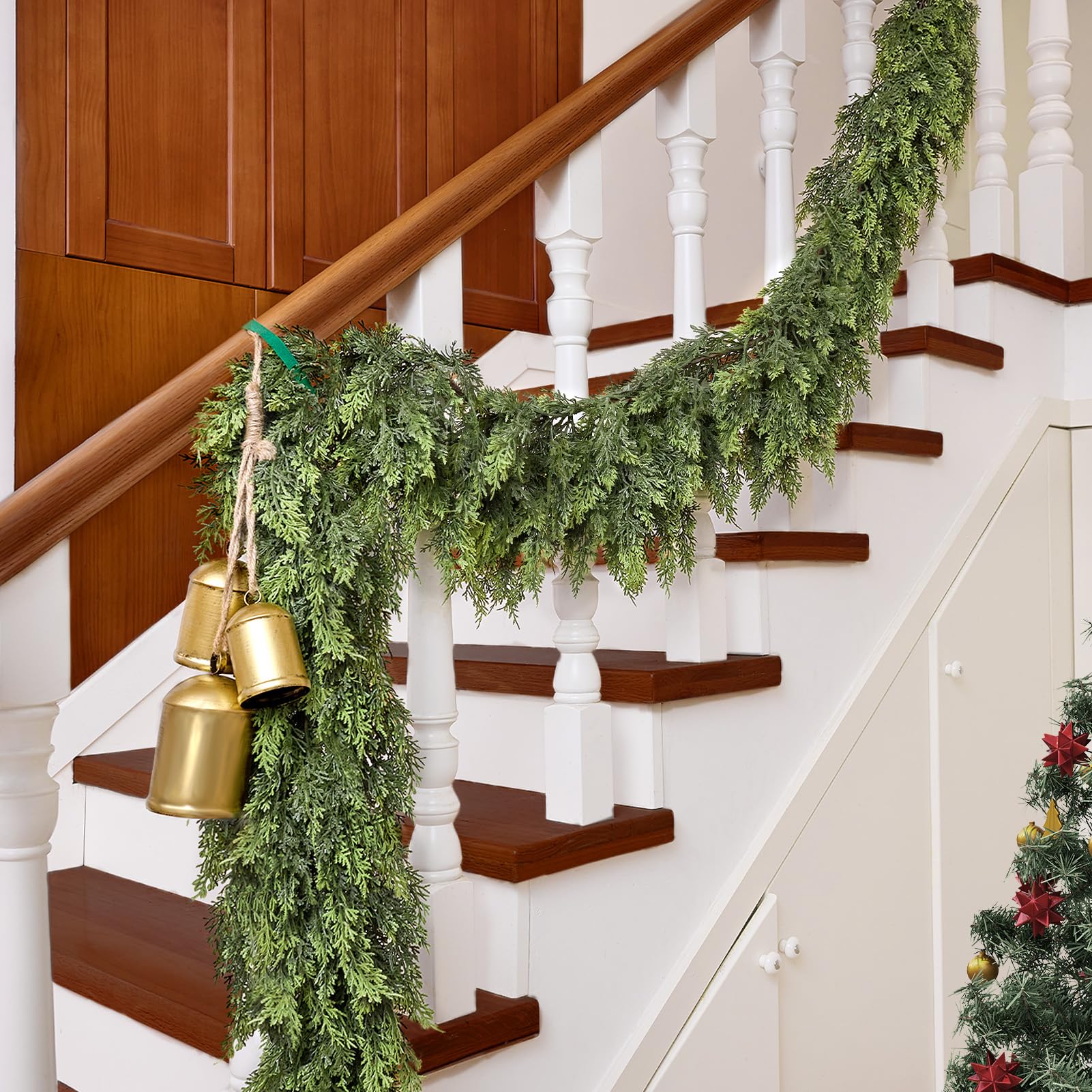 ComfyKit garland on a covered porch showing weatherproof outdoor use