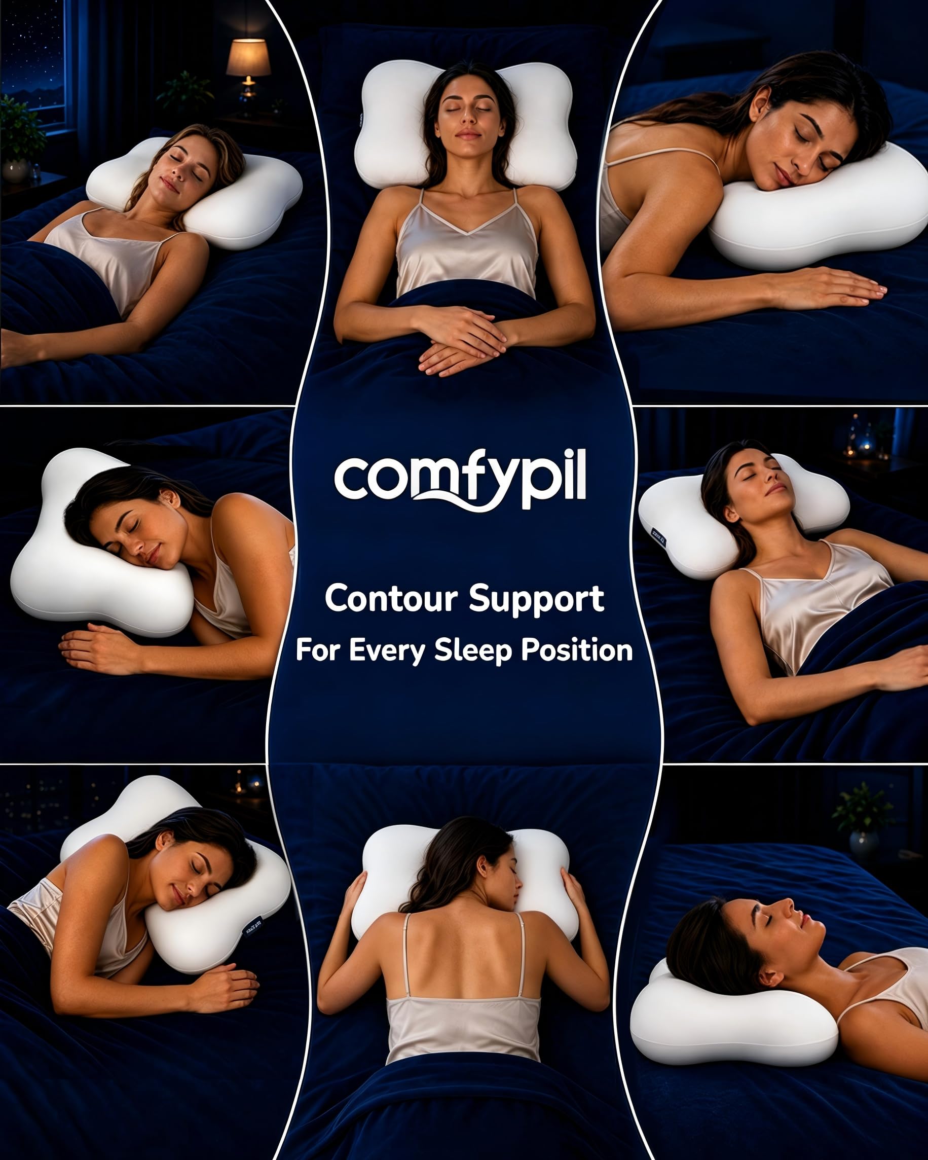 COMFYPIL in bedroom lifestyle scene promoting restful sleep