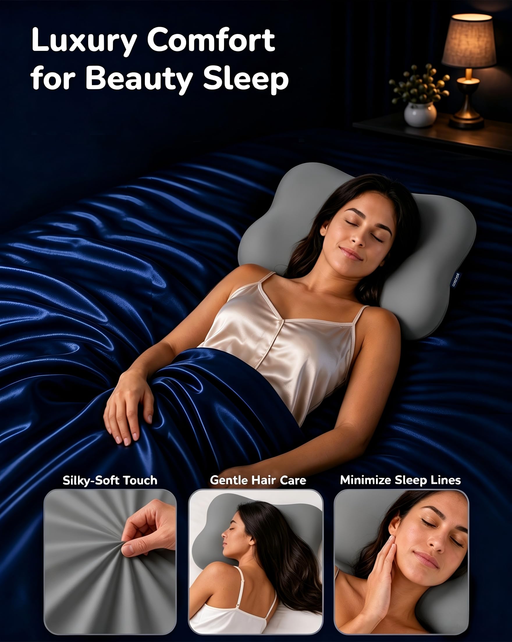 COMFYPIL packaging unboxed on bed showing setup and initial airing instructions