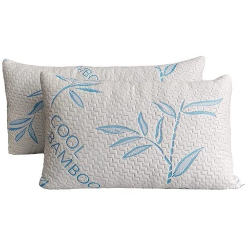 ComfySleep queen pillow front shot showing plush bamboo-rayon cover and two-pack benefit