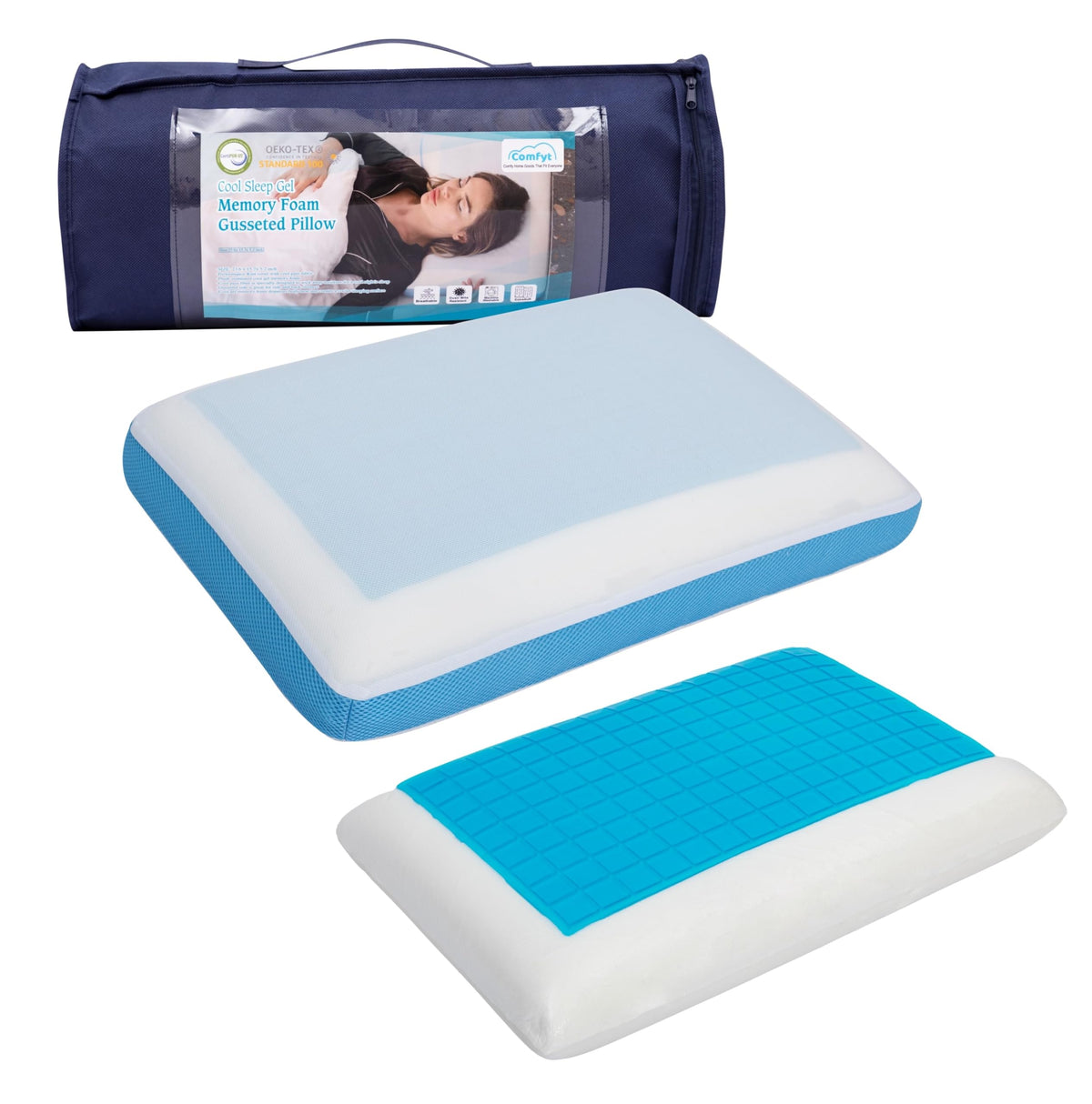 Comfyt front packaging showing pillow and cooling gel benefits