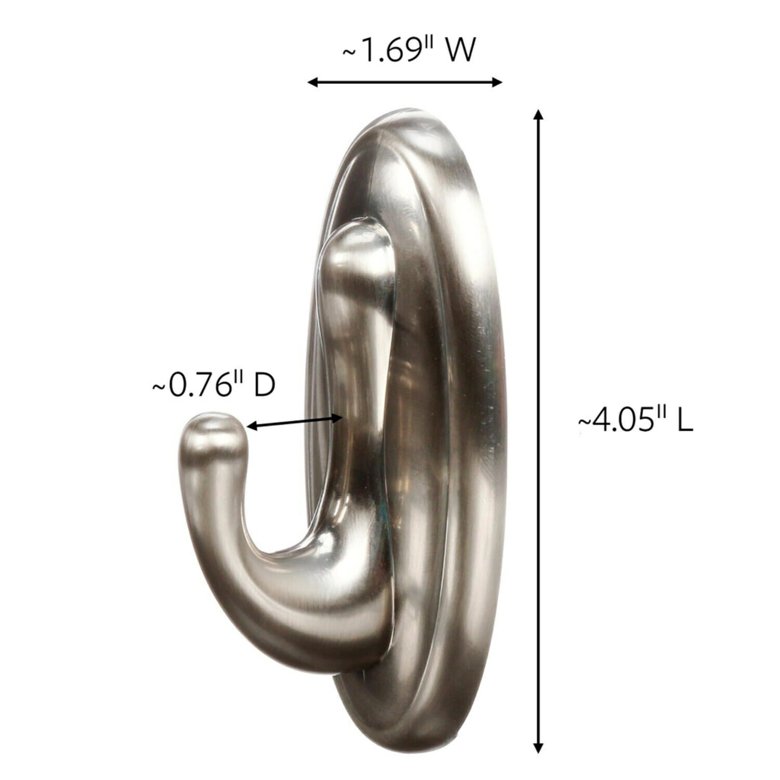 Close-up of Command brushed nickel hook highlighting metal finish and durability
