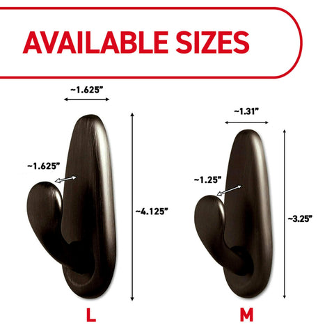 Command bronze hook side profile mounted on wall demonstrating low-profile look