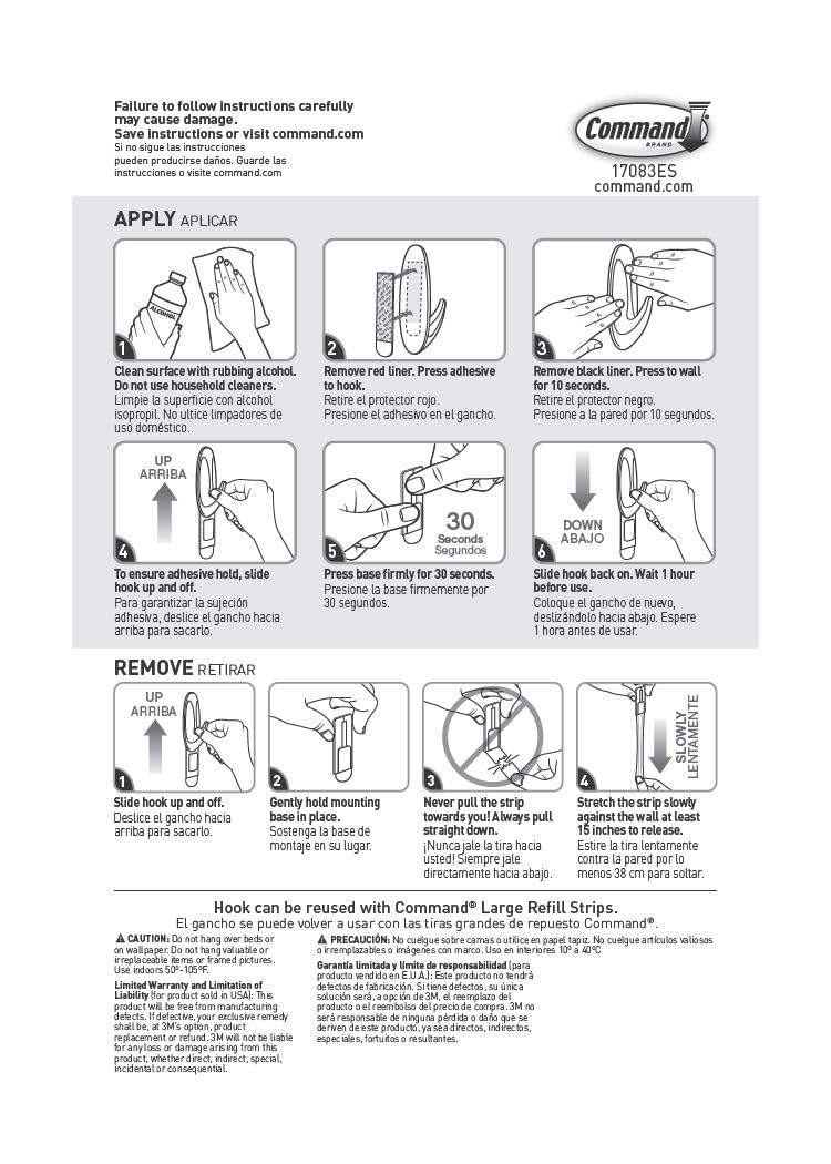 Command hooks with refill strips layout showing easy-reuse benefit