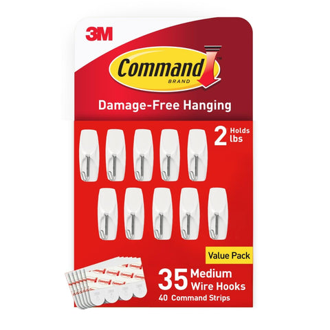 Command medium wire hook front packaging showing contents and benefits