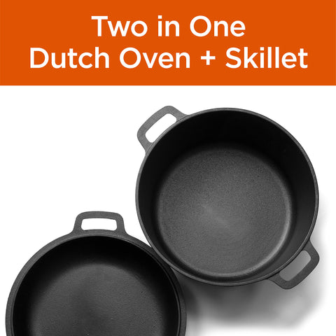 Commercial Chef 10.25-inch skillet lid top view highlighting versatile dual-purpose design benefit