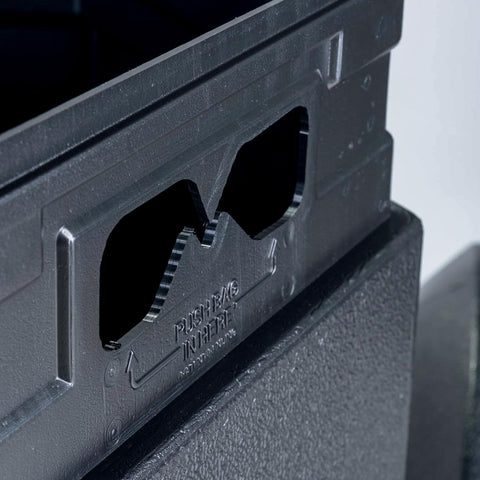 Commercial Zone detail of lift-off lid and Grab Bag system for faster bag changes