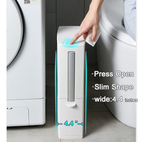 COMODID close-up of press-open lid highlighting easy one-hand access and odor control benefit