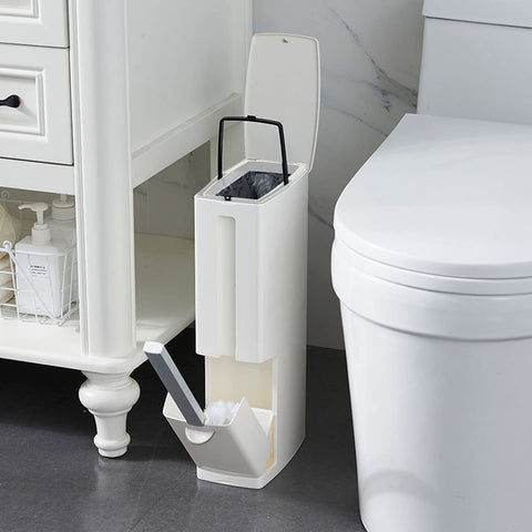 COMODID front view of slim lidded trash can showing compact design and neat storage benefit