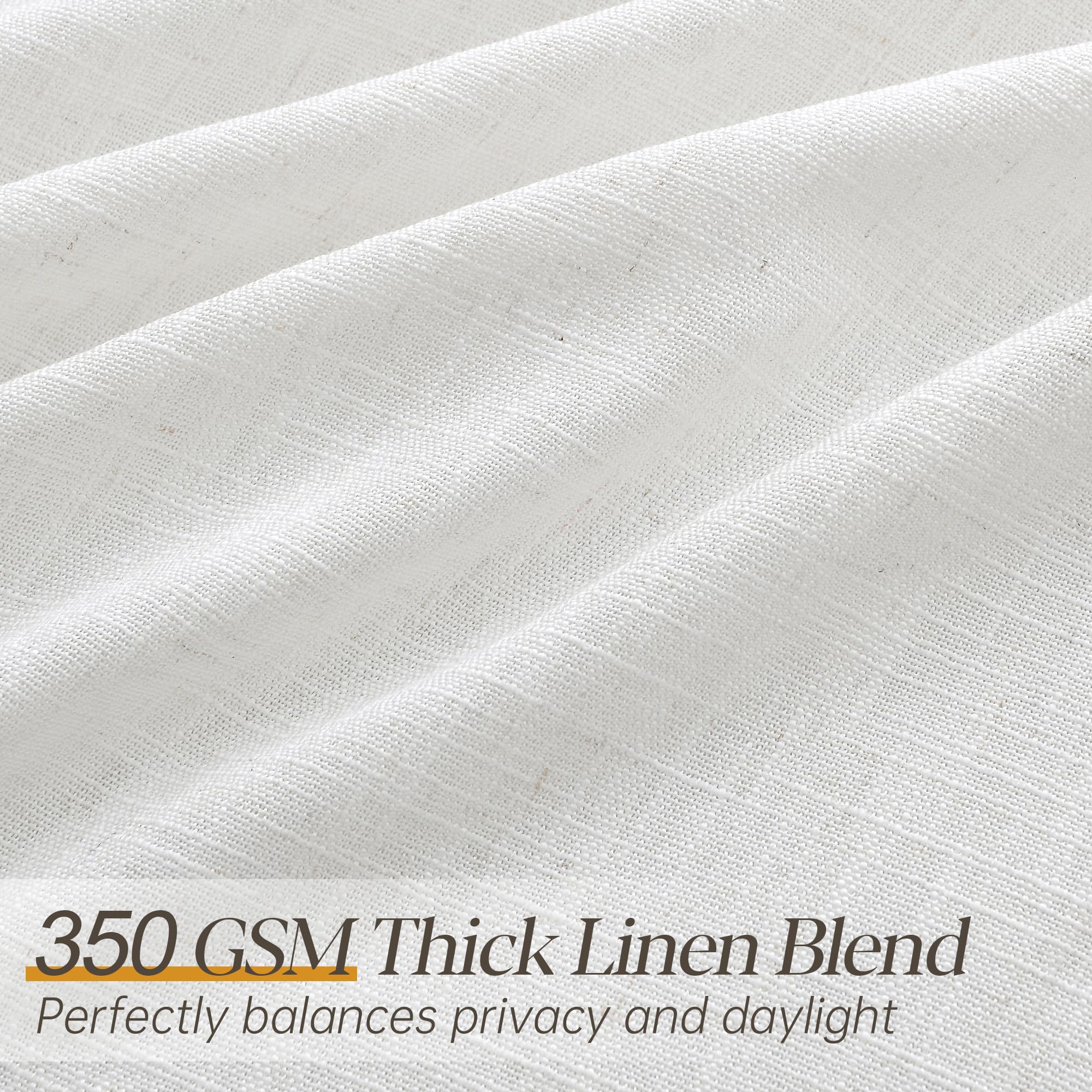 COMON HOME close-up of 350GSM linen blend texture, shows durable natural weave