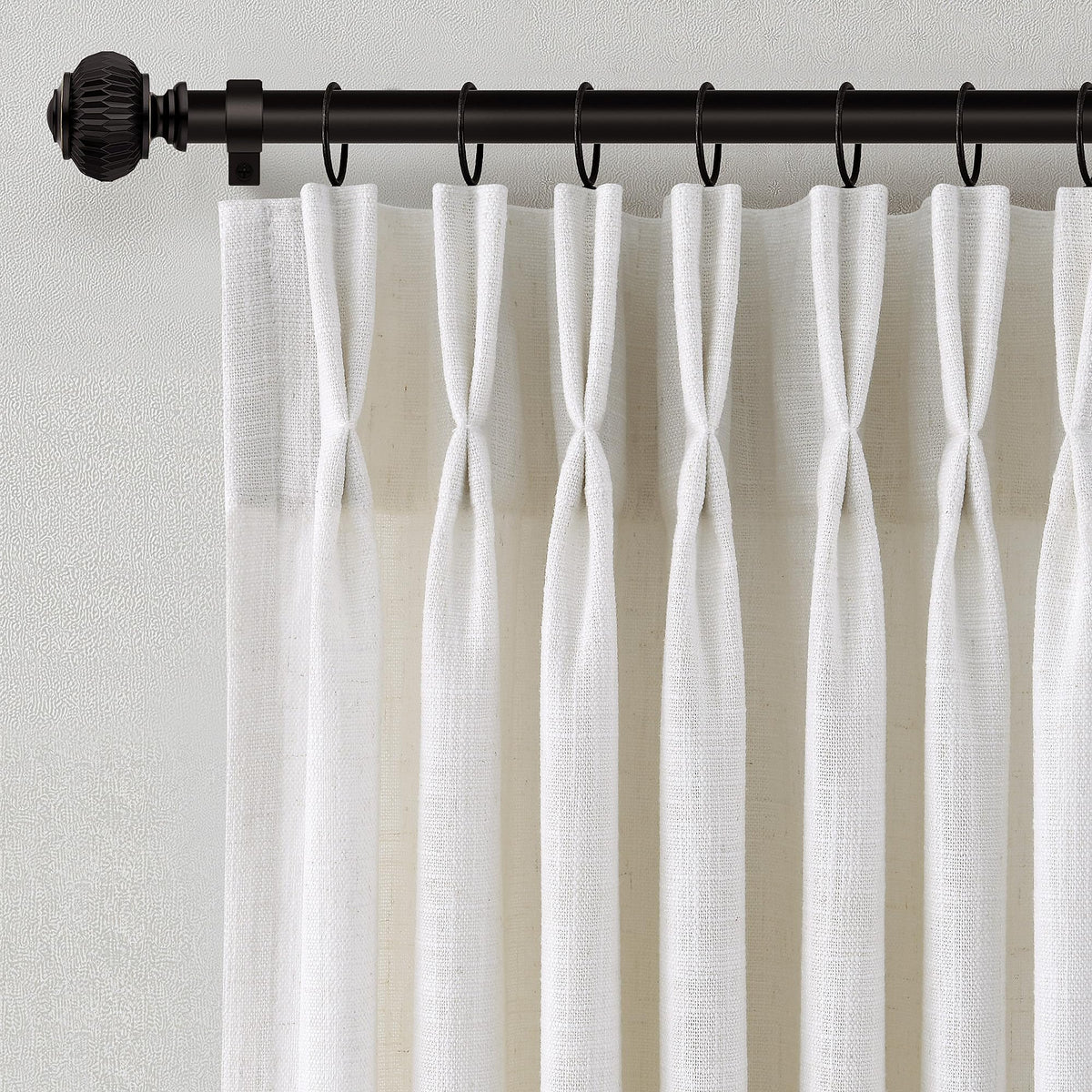 COMON HOME front view of natural cream pinch pleat curtains, elevates room style