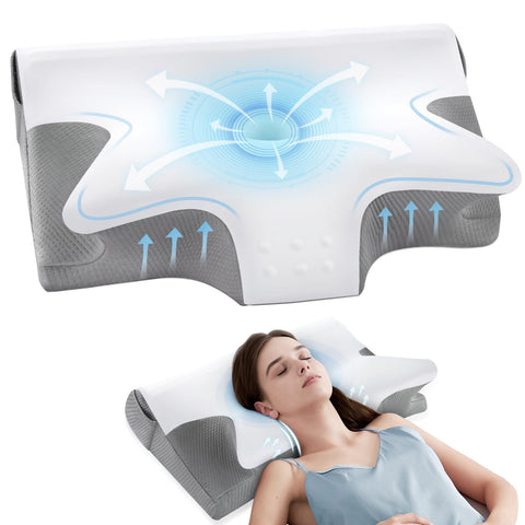 ComRola front view of ergonomic neck pillow showing contour and support